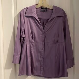 Women’s XL button down shirt in purple.